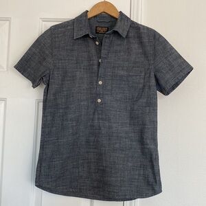 The Jean Shop New York denim short sleeve button down shirt.
